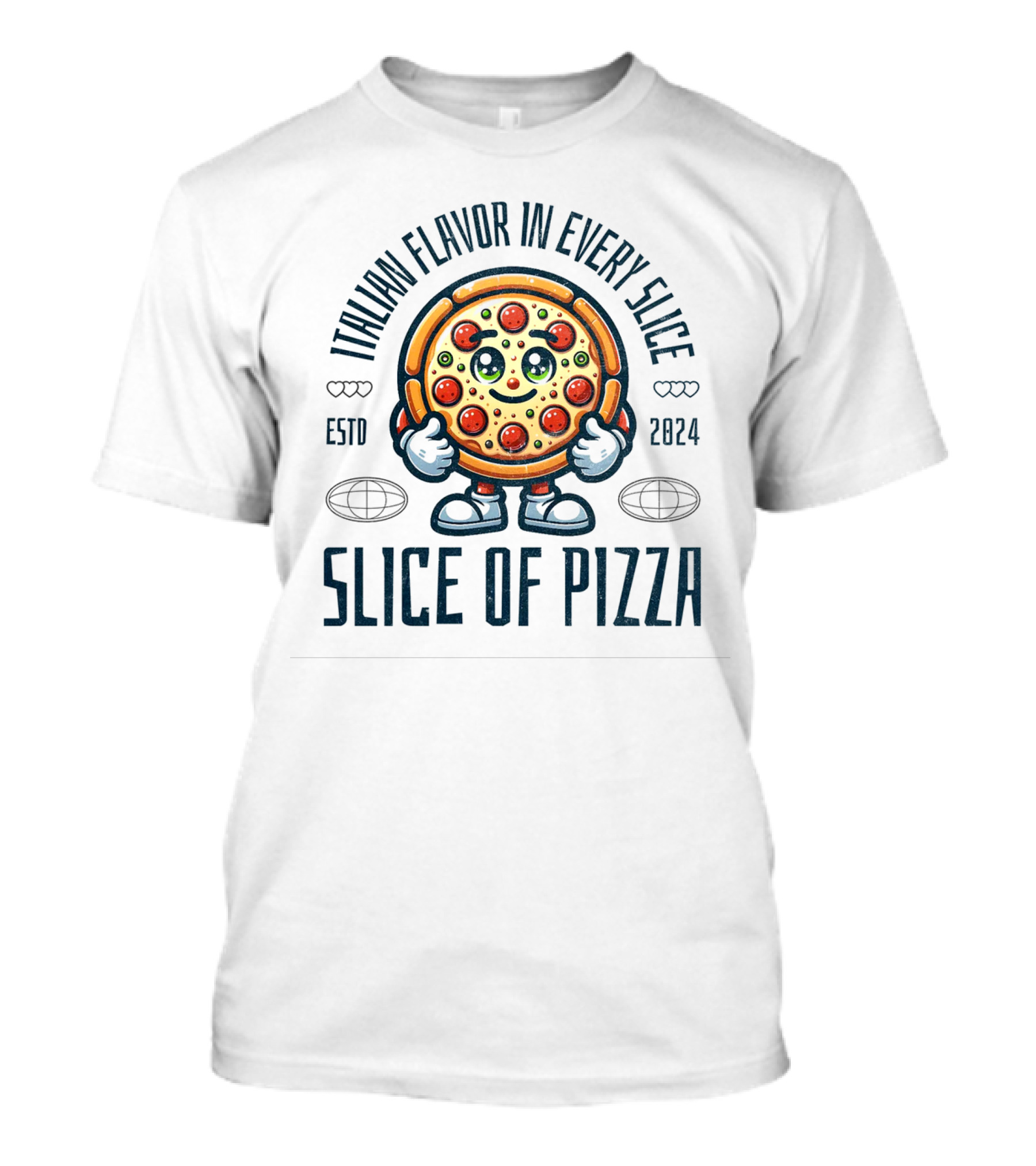 Italian Flavor In Every Slice ESTD 2024 Slice Of Pizza T-Shirt