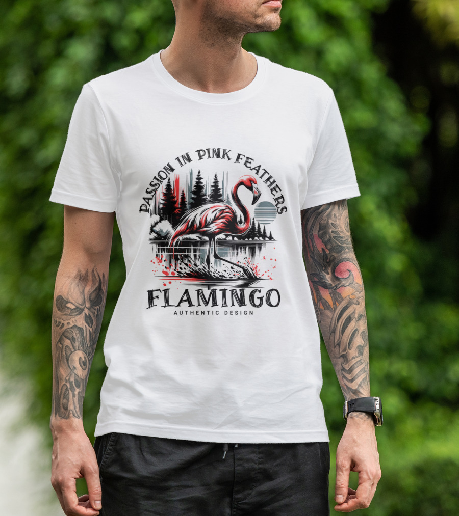 Passion In Pink Feathers Flamingo Authentic T-Shirt