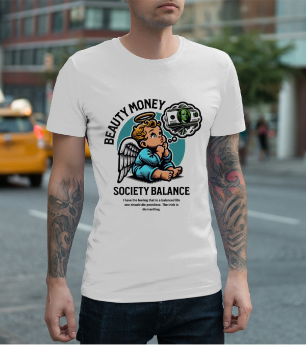 BEAUTY MONEY SOCIETY BALANCE Angel Dreaming Dollar Halo T-Shirt