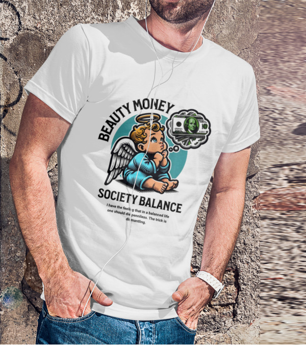 BEAUTY MONEY SOCIETY BALANCE Angel Dreaming Dollar Halo T-Shirt