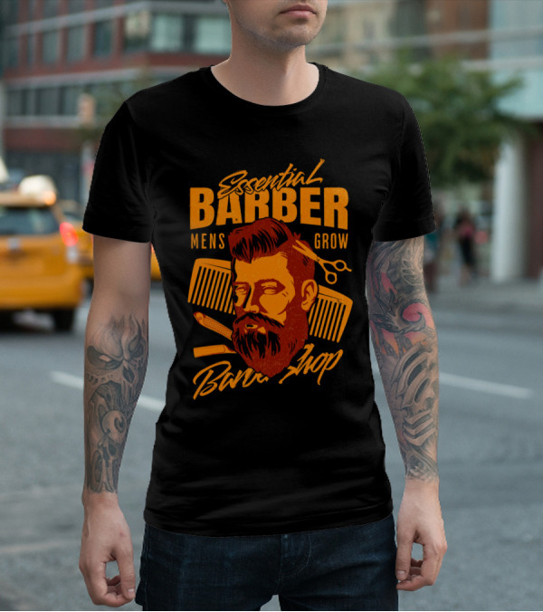 Essential Barber Mens Grow Barber Shop T-Shirt
