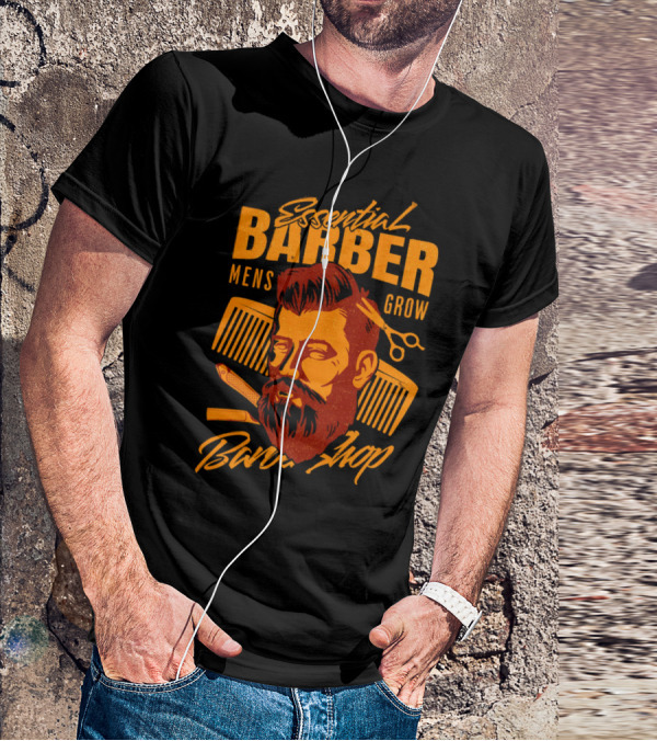 Essential Barber Mens Grow Barber Shop T-Shirt