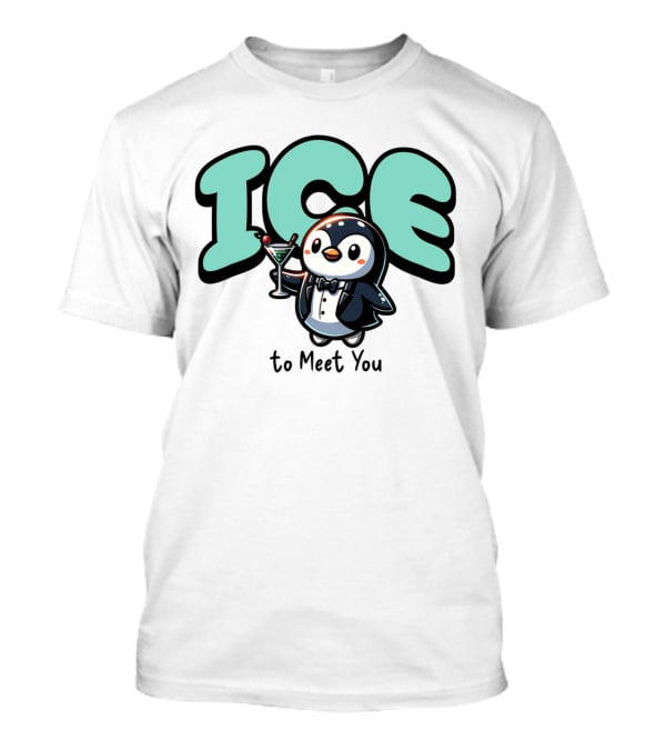 ICE To Meet You Penguin Martini Charm T-Shirt