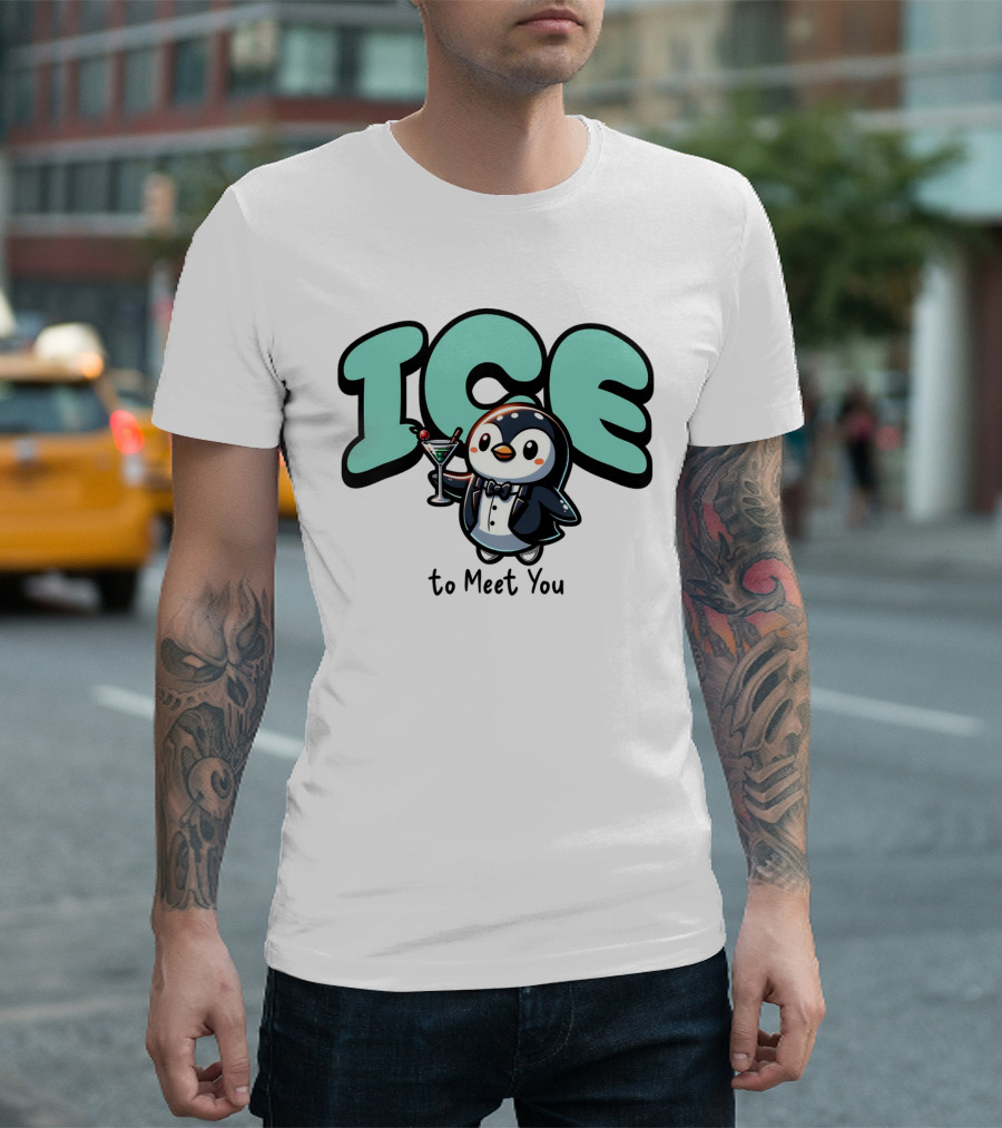 ICE to Meet You Penguin Martini Charm T-Shirt