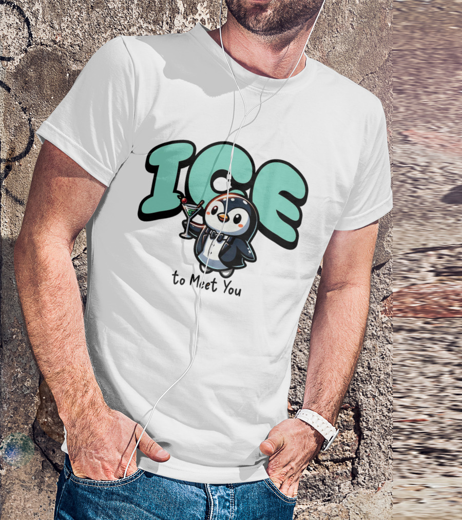 ICE To Meet You Penguin Martini Charm T-Shirt