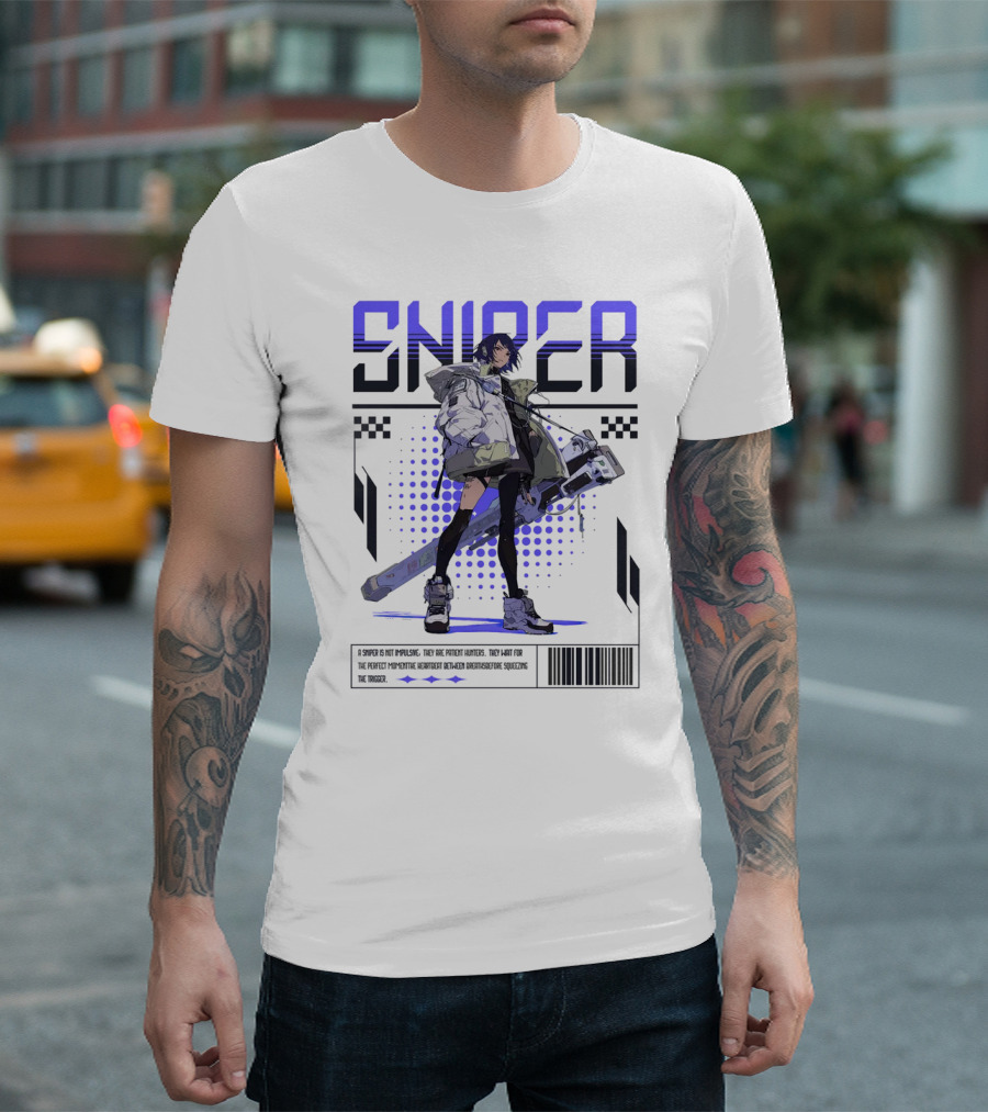 SNIPER Neo-Tokyo Military Warrior Tactical Future Perspective Assassination Squad T-Shirt