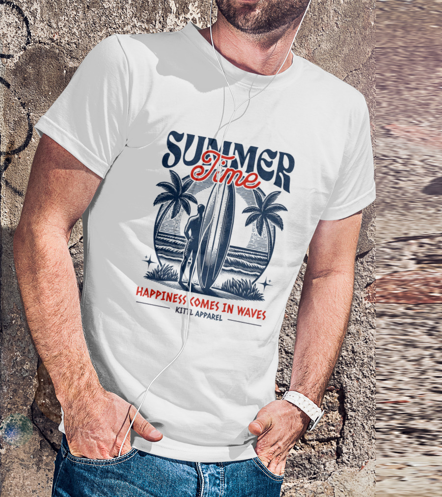 Summer Time Happiness Comes In Waves Kittl T-Shirt