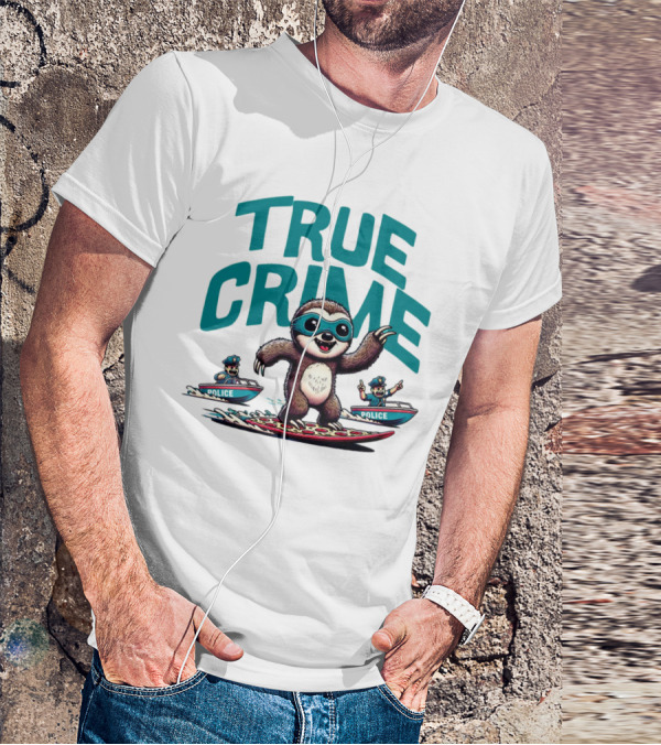 True Crime Sloth Surfing Police Chase T-Shirt