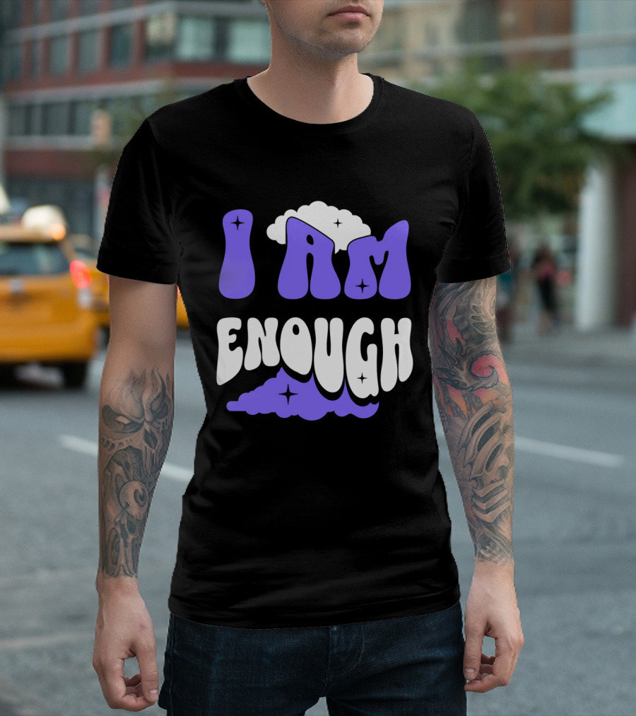 I Am Enough Groovy Cloud and Stars T-Shirt