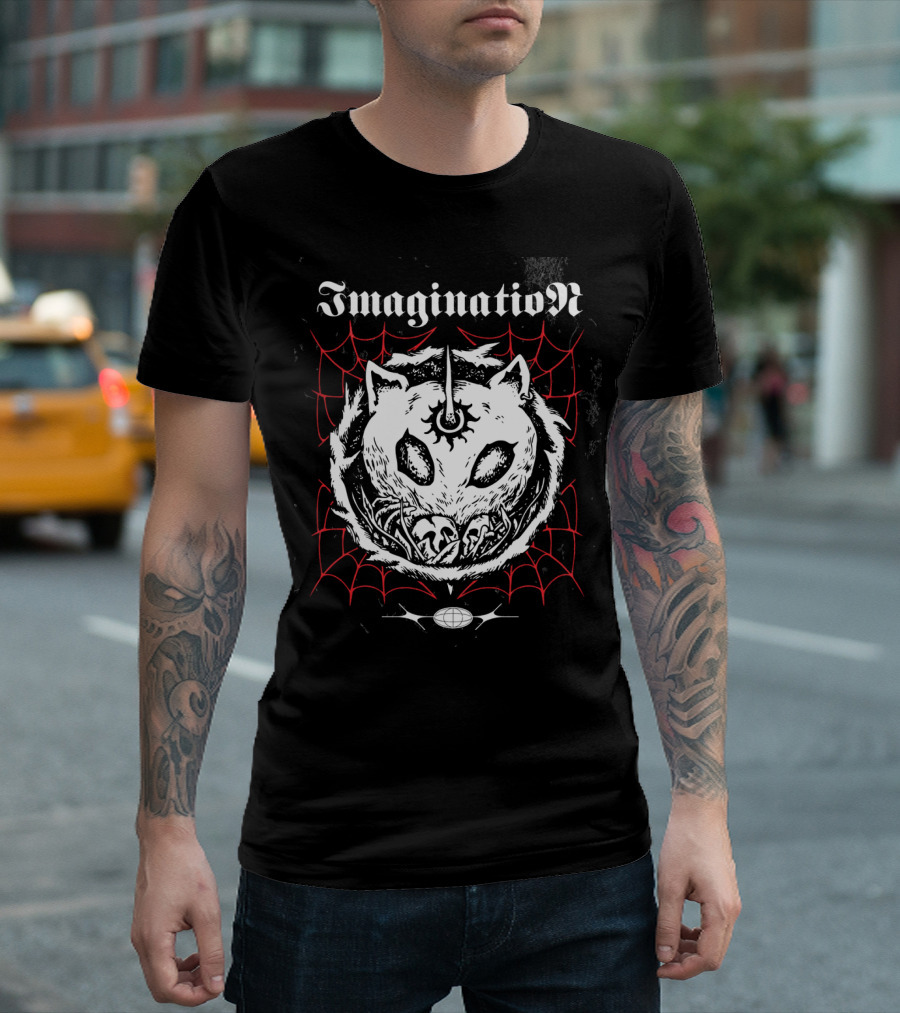 Imagination Fantasy Beast with Unicorn Horn and Spider Webs T-Shirt