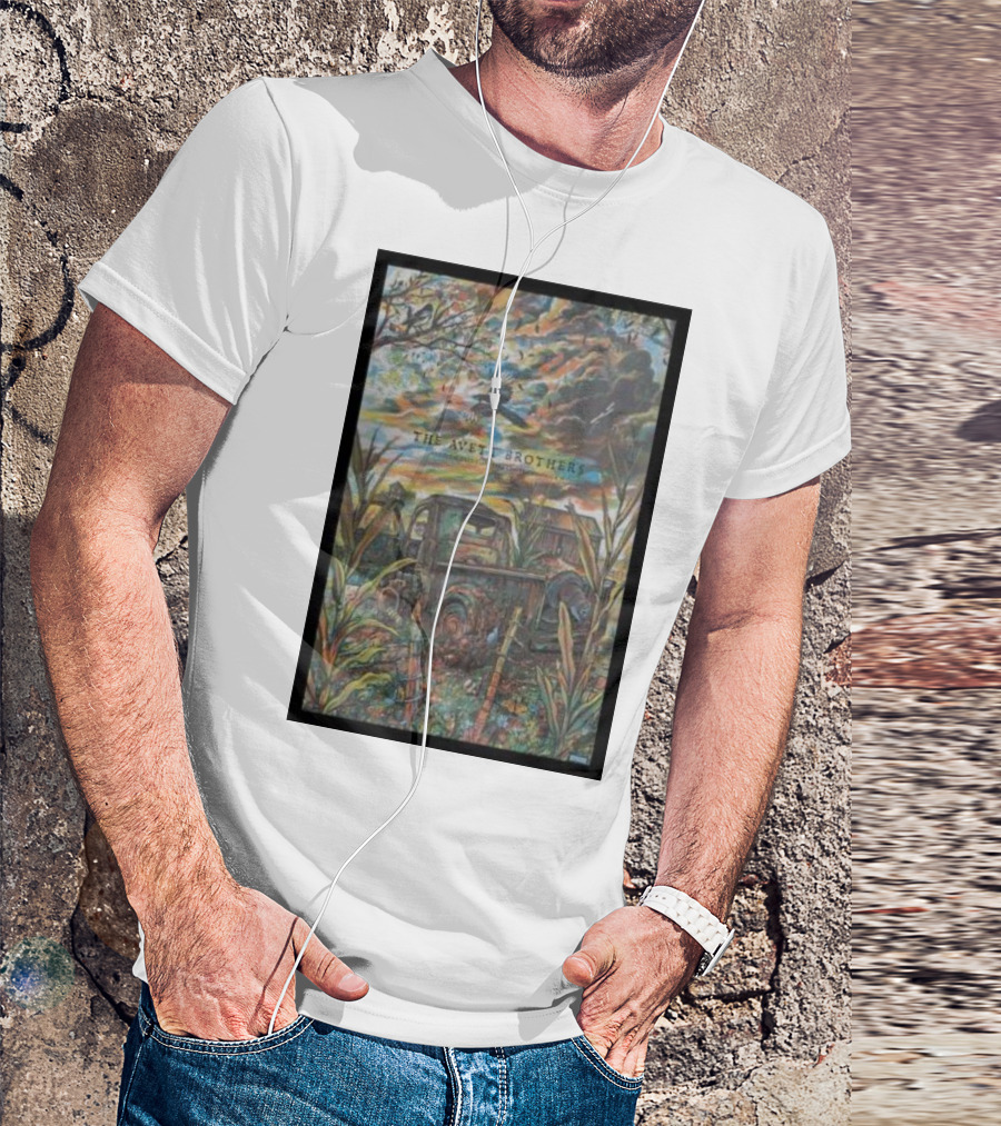 The Avett Brothers Tour Champaign Rusted Truck And Bluebird In Vibrant Landscape T-Shirt