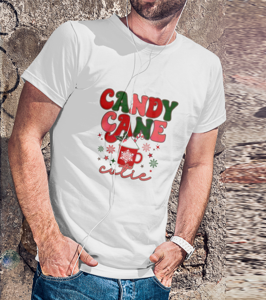 Candy Cane Cutie Mug Cocoa Holiday Oatmeal Natural T-Shirt