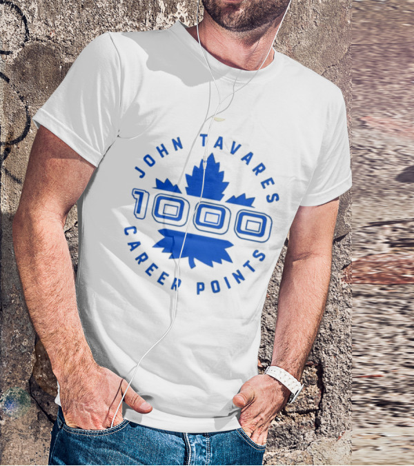 John Tavares 1000 Career Points Maple Leaf Achievement T-Shirt
