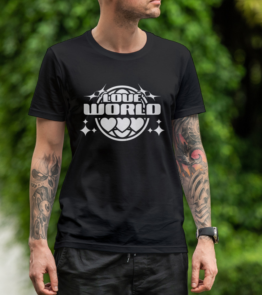 LOVE WORLD Hearts Globe Sparkles T-Shirt