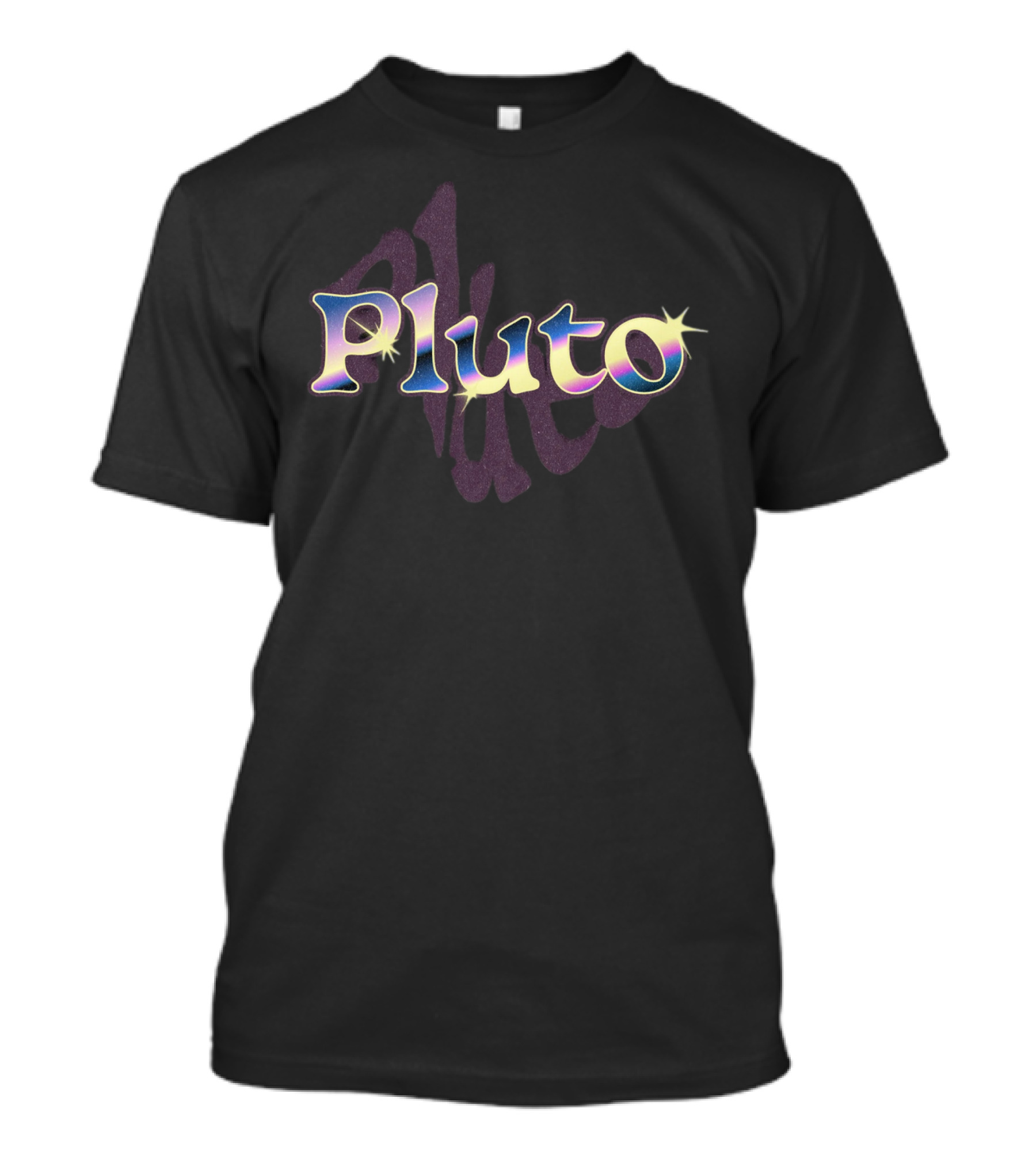 Pluto Retro Cosmic Gradient Text T-Shirt