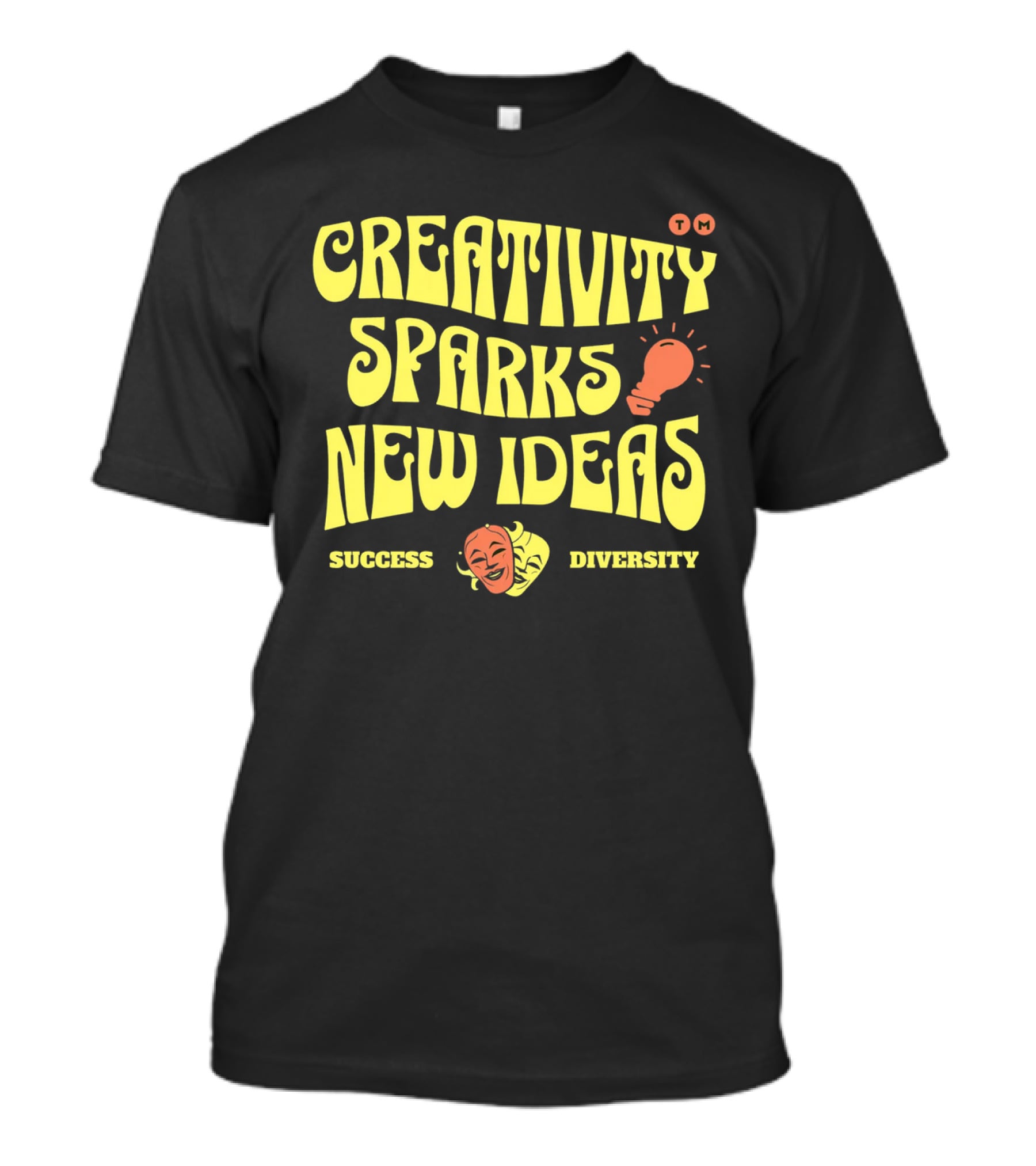 Creativity Sparks New Ideas Success Diversity Lightbulb Icon Comedy Tragedy Masks T-Shirt
