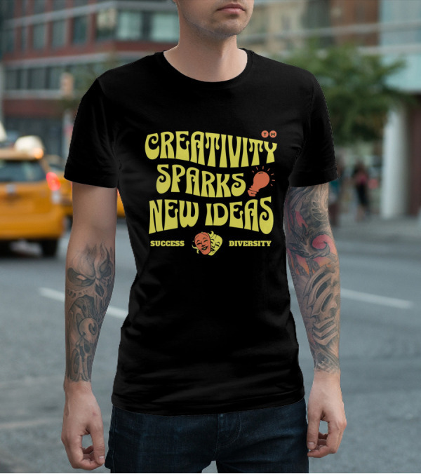 Creativity Sparks New Ideas Success Diversity Lightbulb Icon Comedy Tragedy Masks T-Shirt