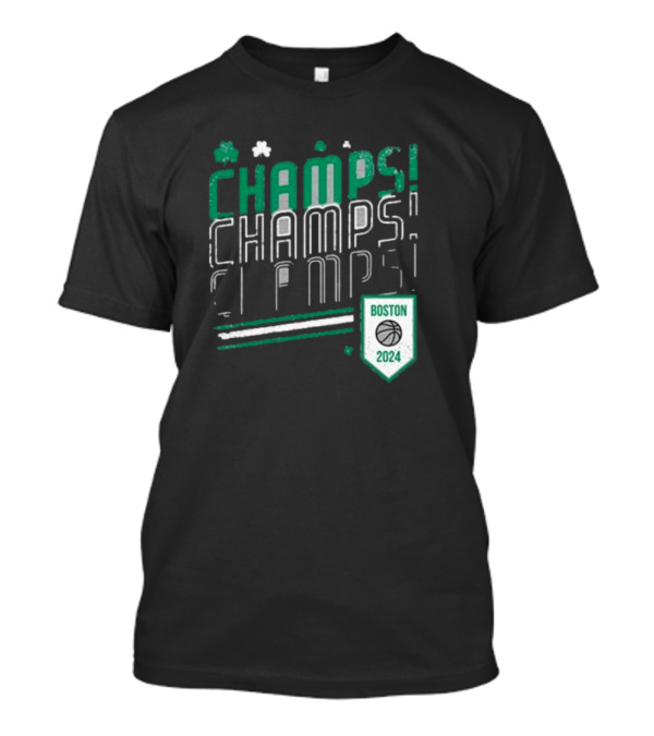 Boston Celtics ’24 Champs Champs Champs Basketball Shield T-Shirt