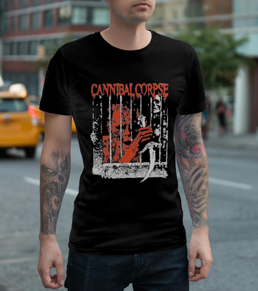 Cannibal Corpse Bloody Kill Cell Prison Bars Skeleton Knife T-Shirt