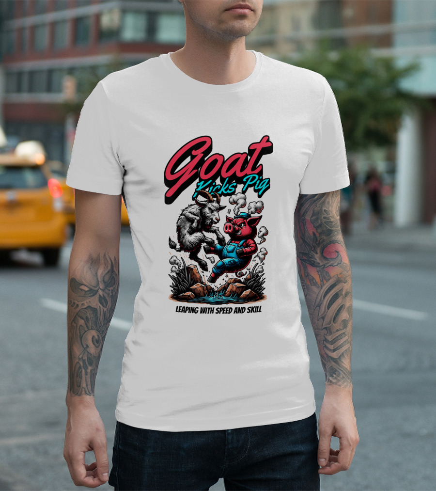 Goat Kicks Pig Leaping with Speed and Skill T-Shirt