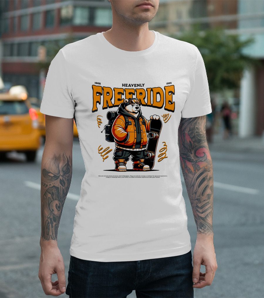 HEAVENLY FREERIDE Polar Bear Snowboard 1968 1995 T-Shirt
