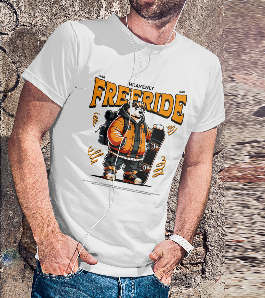 HEAVENLY FREERIDE Polar Bear Snowboard 1968 1995 T-Shirt