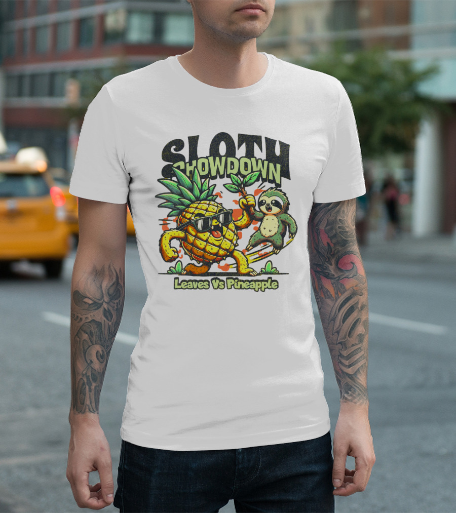 Sloth Showdown Leaves Vs Pineapple T-Shirt
