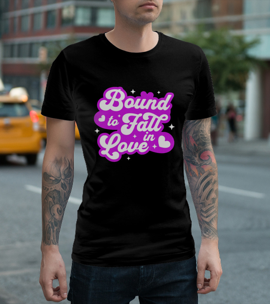 Bound To Fall In Love Purple Heart Stars T-Shirt