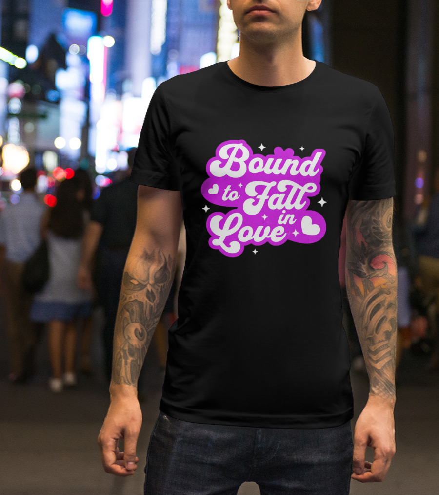 Bound To Fall In Love Purple Heart Stars T-Shirt