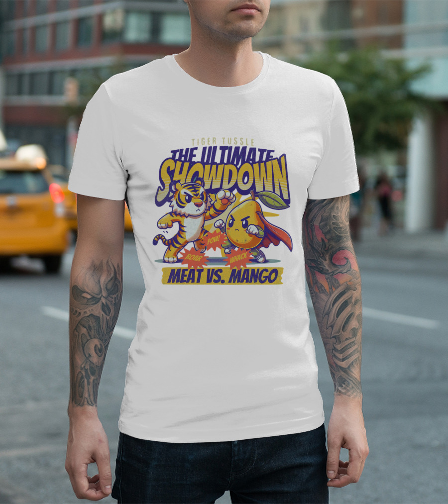 Tiger Tussle The Ultimate Showdown Meat Vs. Mango T-Shirt