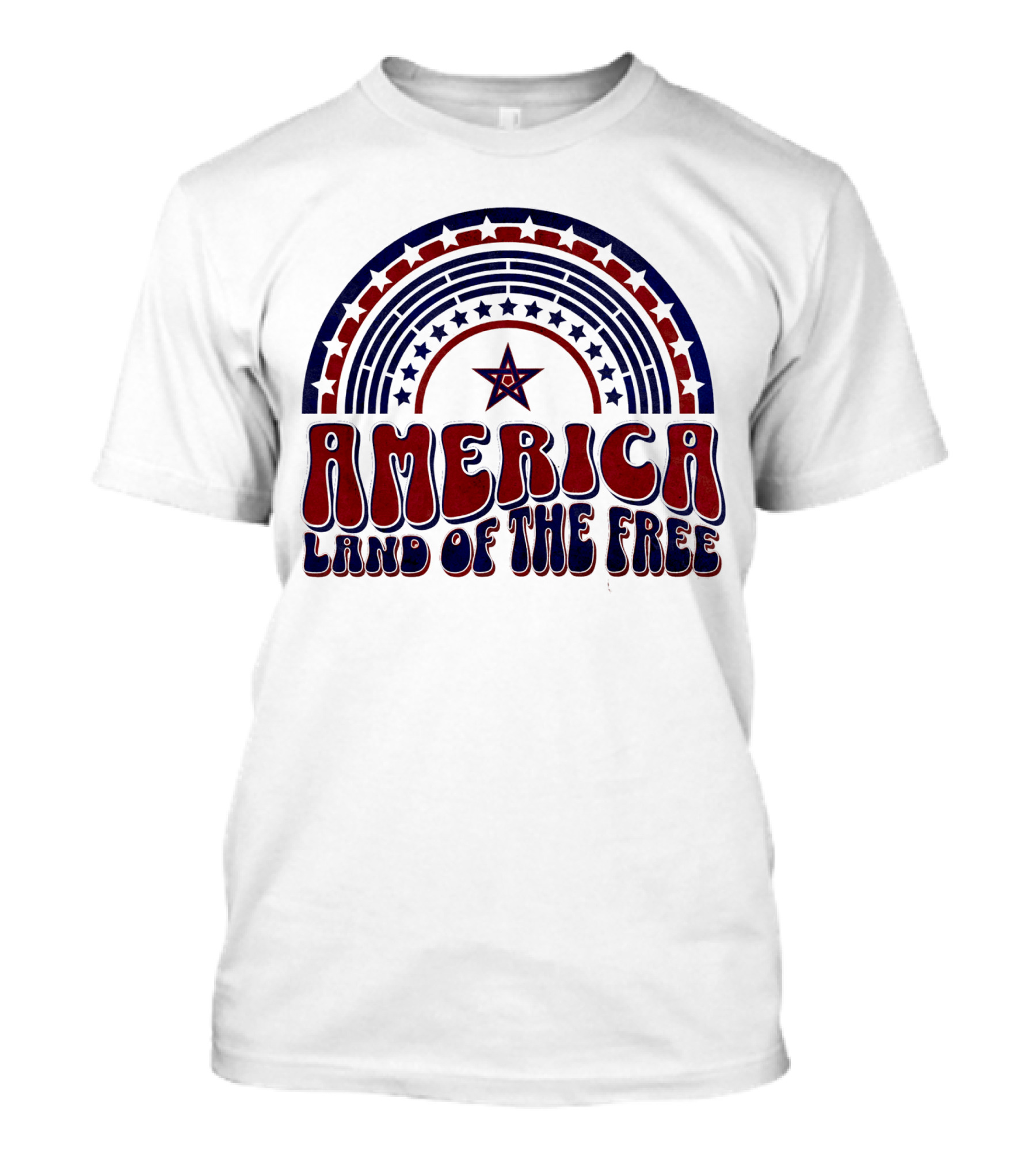 America Land Of The Free 4th Of July Star And Stripes Rainbow T-Shirt