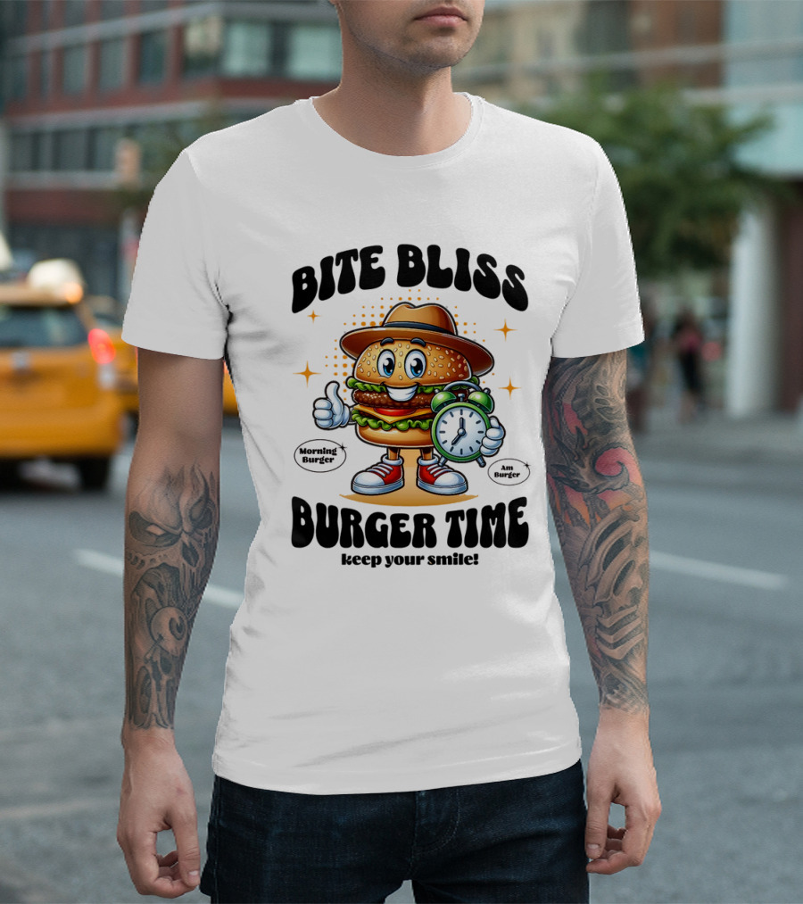 Bite Bliss Burger Time Keep Your Smile Morning Burger Ams Burger T-Shirt