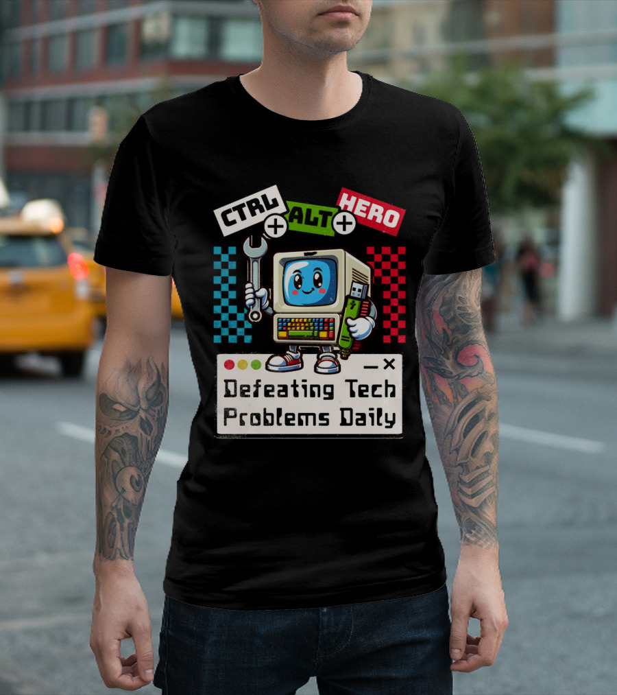 CTRL ALT HERO Retro Computer Defeating Tech Problems Daily T-Shirt
