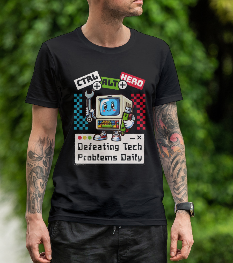 CTRL ALT HERO Retro Computer Defeating Tech Problems Daily T-Shirt