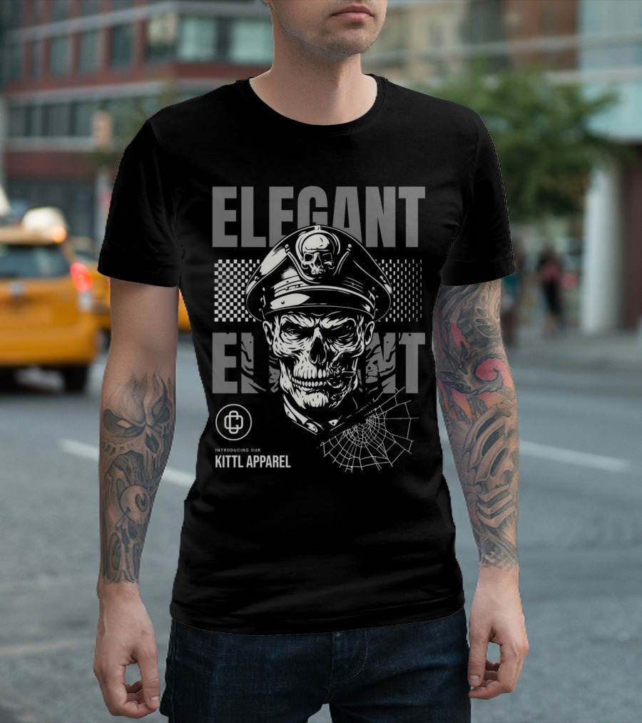 Elegant Captain Skull Kittl T-Shirt