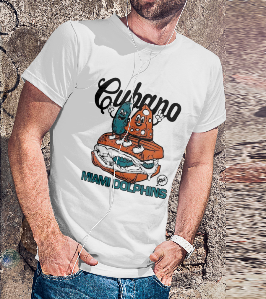 Cubano Miami Dolphins Sandwich Cartoon Characters T-Shirt
