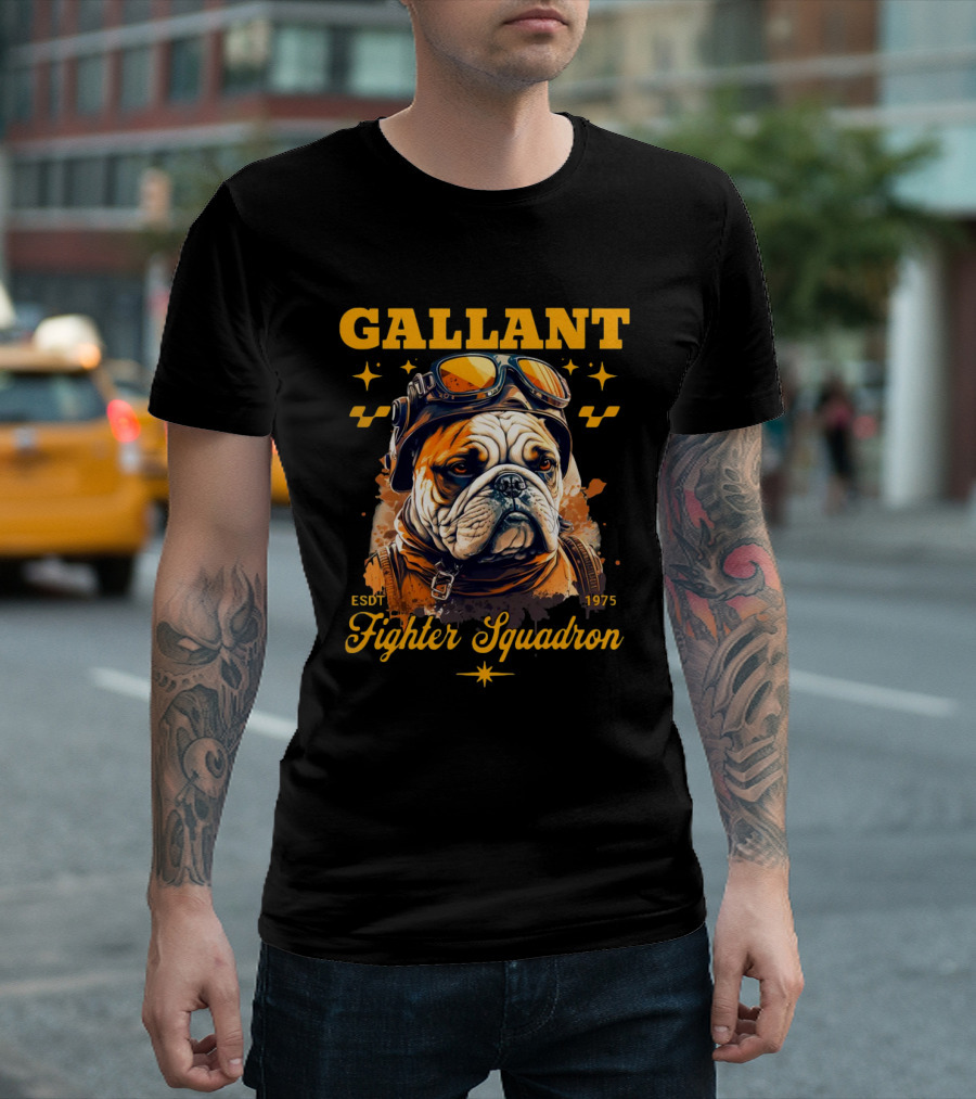 Gallant Bulldog Fighter Squadron 1975 Vintage Pilot Theme ESDT T-Shirt