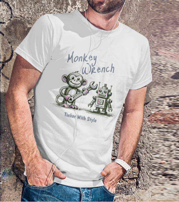 Monkey Wrench Tinker With Style Robot And Monkey T-Shirt
