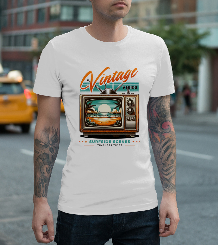 Vintage Vibes Surfside Scenes Timeless Tides T-Shirt