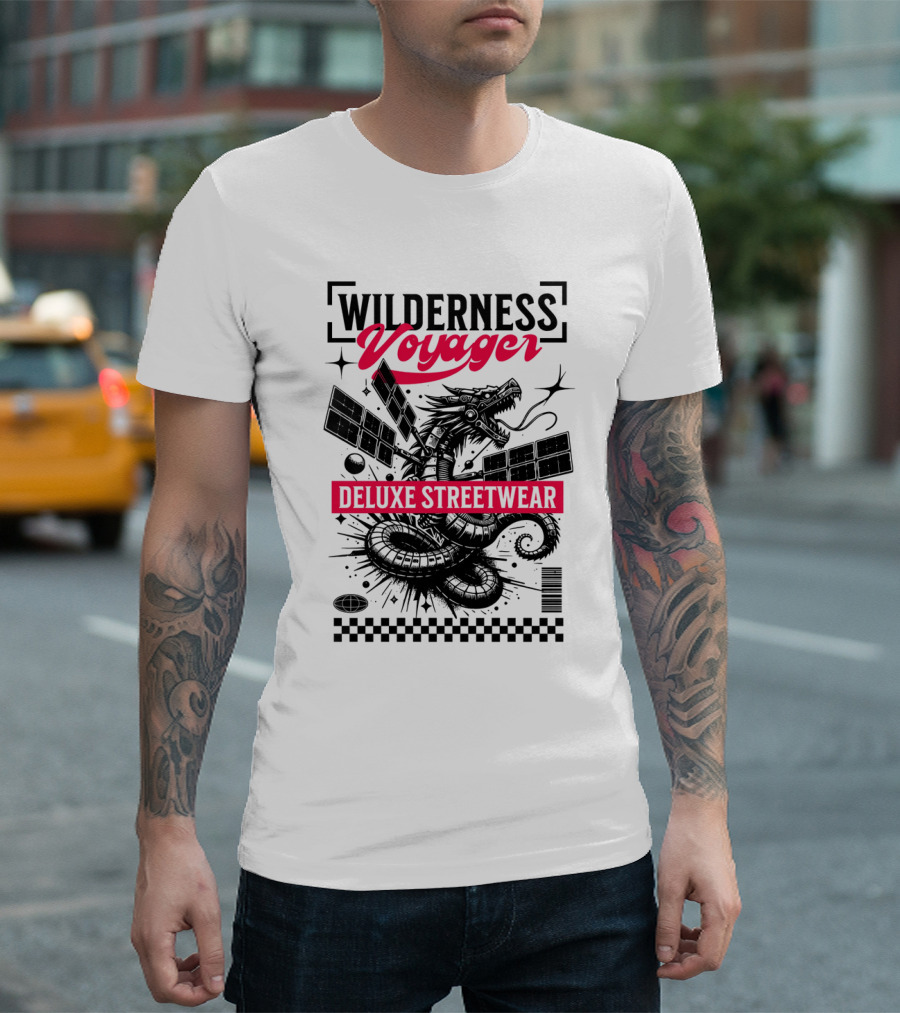 Wilderness Voyager Deluxe Streetwear Dragon Satellite T-Shirt