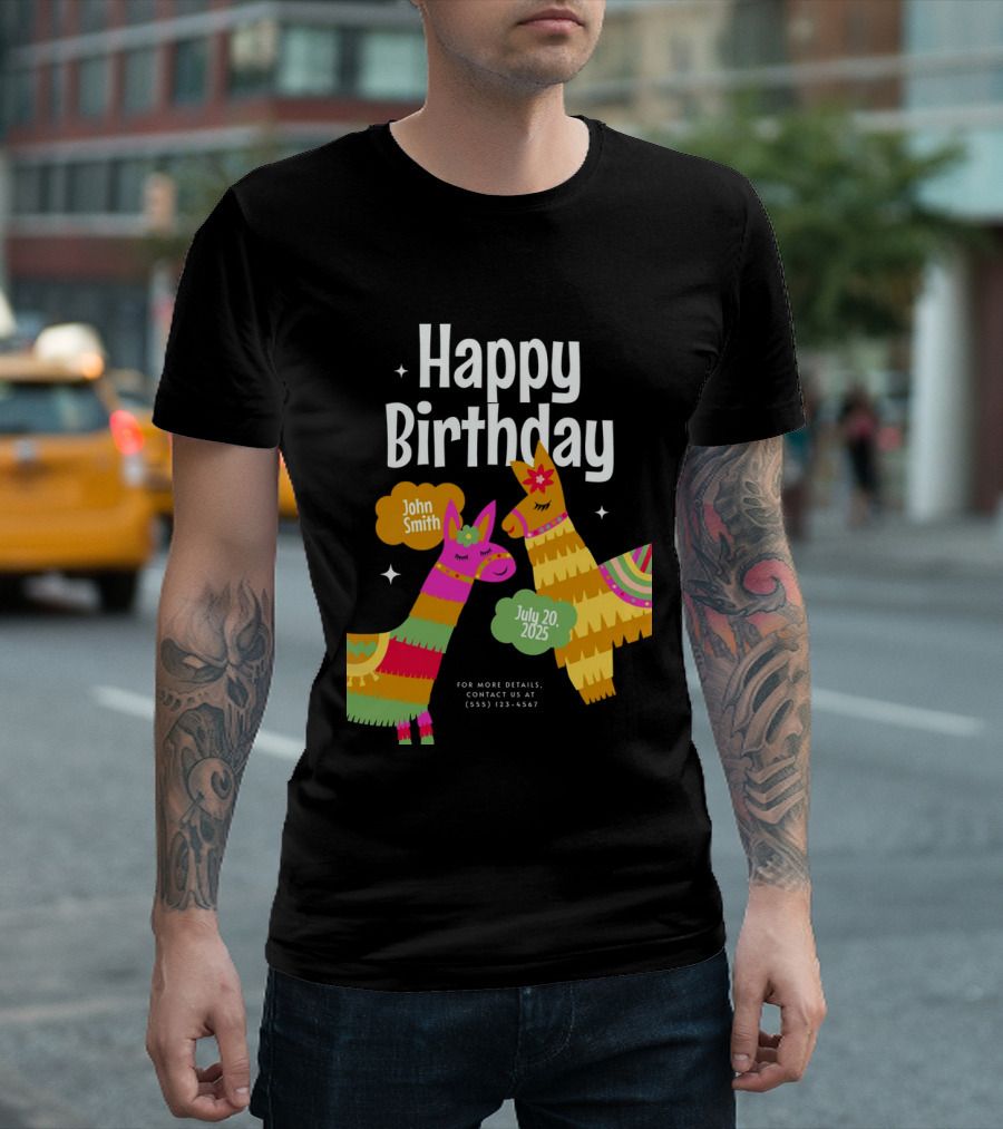 Happy Birthday John Smith Llamas July 20 2025 T-Shirt