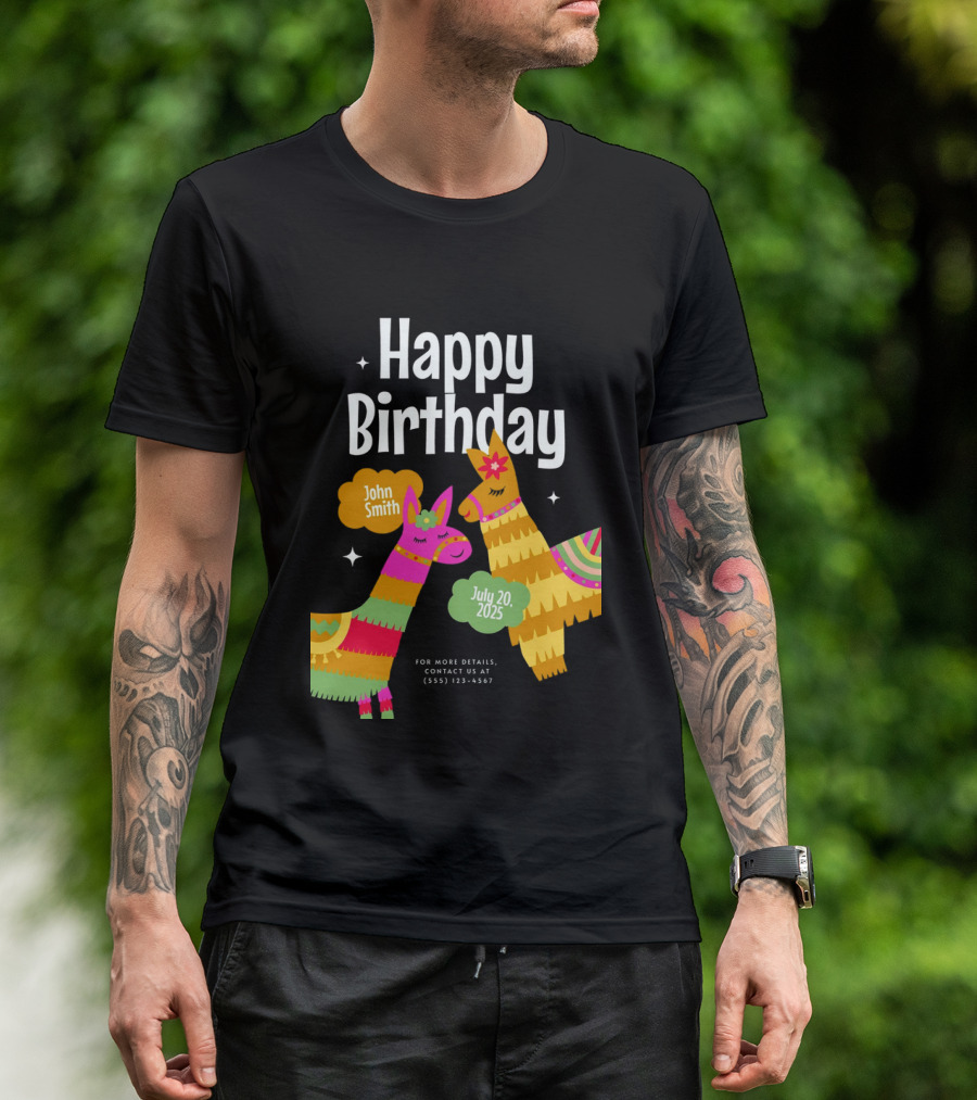 Happy Birthday John Smith Llamas July 20 2025 T-Shirt