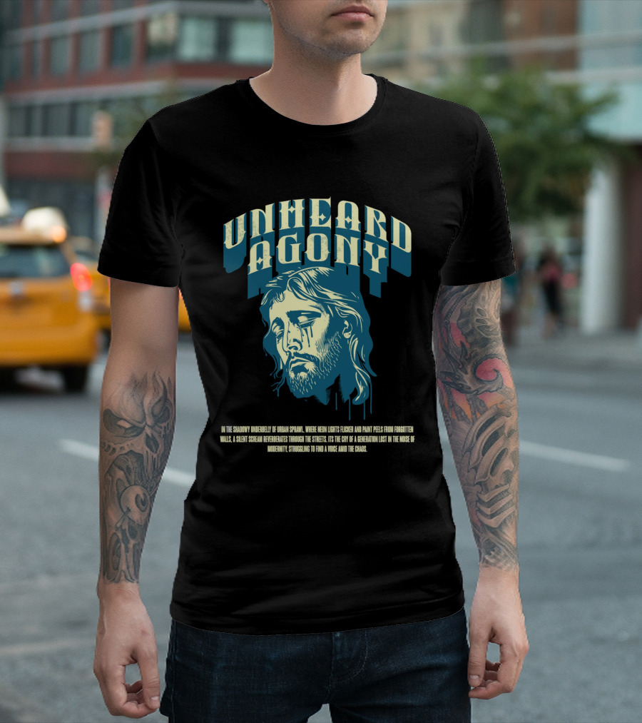 Unheard Agony Neon Lights Silent Scream Struggling Voice Chaos T-Shirt