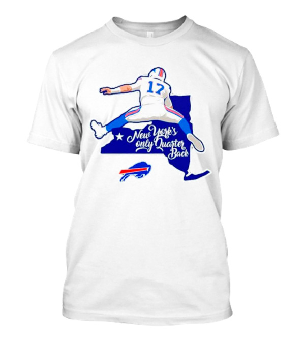 Buffalo Bills 17 New York's Only Quarterback With Iconic Jump And Team Colors T-Shirt