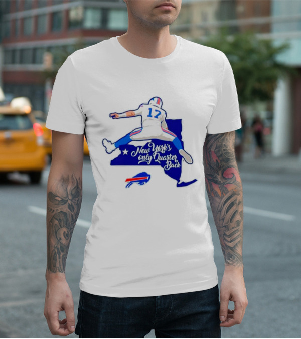 Buffalo Bills 17 New York's Only Quarterback With Iconic Jump And Team Colors T-Shirt