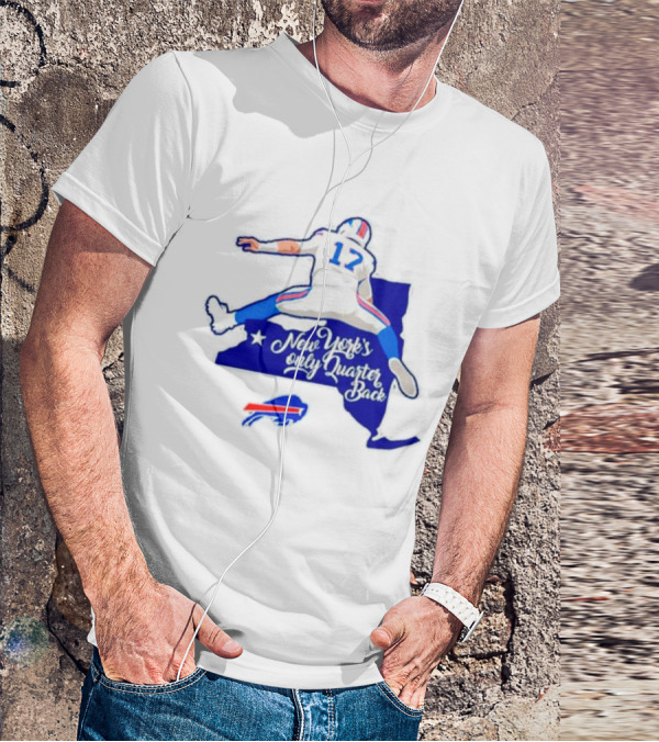 Buffalo Bills 17 New York's Only Quarterback With Iconic Jump And Team Colors T-Shirt