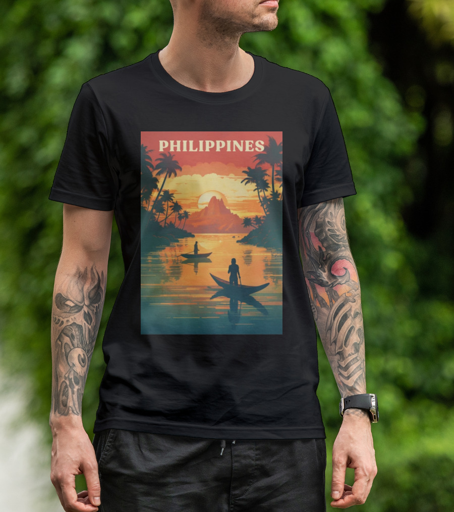 Philippines Sunset Canoe Adventure Tropical Paradise Scene T-Shirt