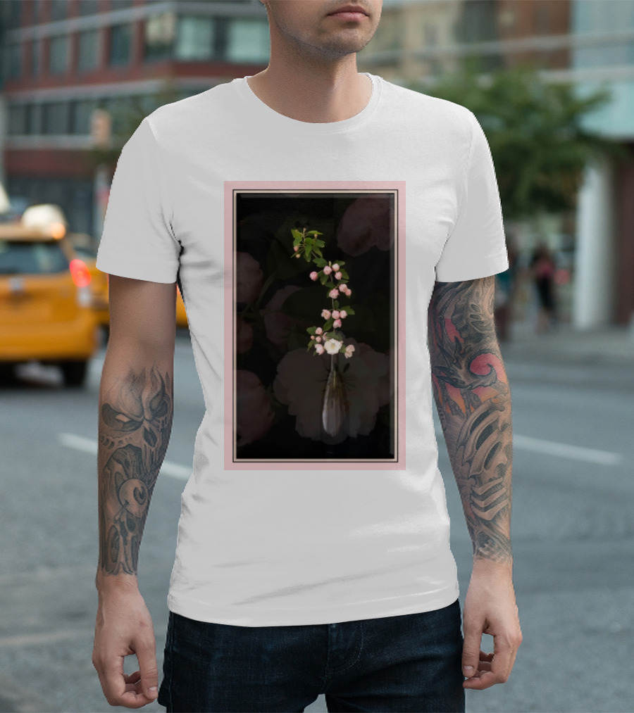 Spring Blossoms In Vase With Pink Floral Border T-Shirt