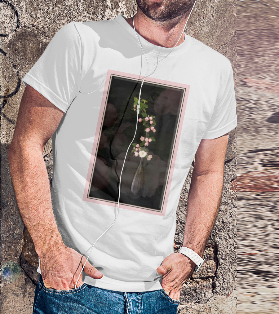 Spring Blossoms In Vase With Pink Floral Border T-Shirt