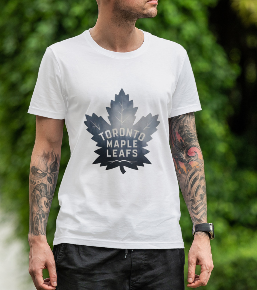 Toronto Maple Leafs Logo In Maple Leaf Shape T-Shirt